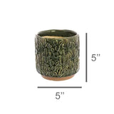 Cactus Motif Cachepot, Ceramic - Green