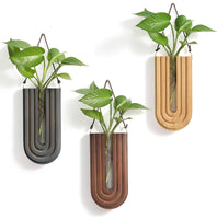 Wood Wall Planter Indoor, Propagation Station, Wooden Hanging Vase for Dried Flowers