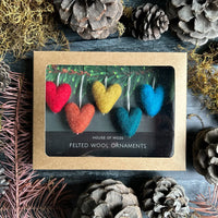Felted Wool Mini Heart Ornament - Set of 5
