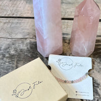 Rose Quartz Beaded Bracelet - Silver Beads