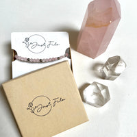 Rose Quartz Beaded Bracelet - Silver Beads