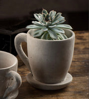 Large Cement Tea Mug Planter