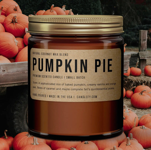 Pumpkin Pie Scented Candle in Amber Jar (Fall Décor Candle)