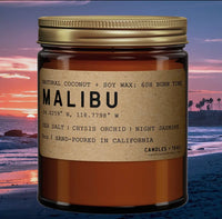 Malibu Scented Candle, Coconut Wax, Amber