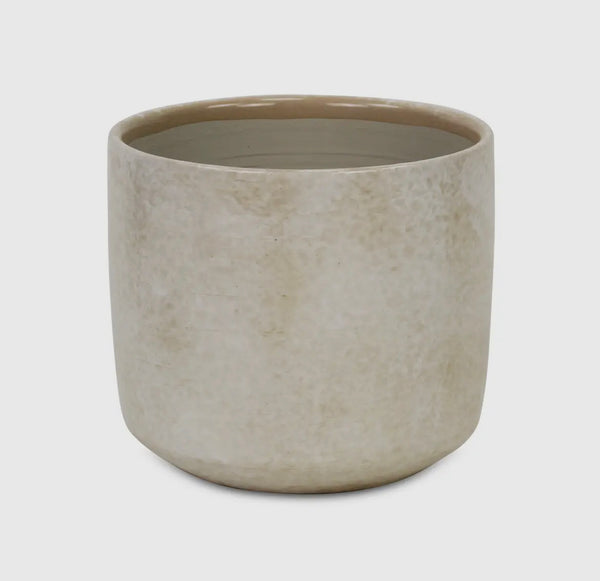 Off-White Ceramic Planter with Mosaic Pattern