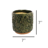 Cactus Motif Cachepot, Ceramic - Green